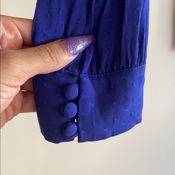 Royal blue peplum sleeved tie back crop blouse - Picture 6 of 10